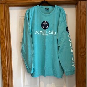 Ocean City Anchor Long Sleeve Tee - Aqua
